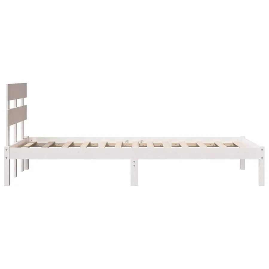 Cadre de lit Blanc 75 x 190 cm Bois de pin massif - 6