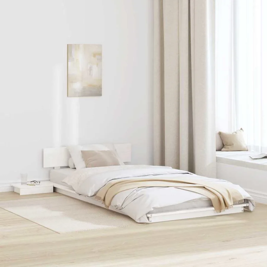 Cadre de lit Blanc 90 x 190 cm bois