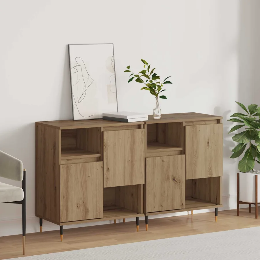 Buffets 2 pcs chêne artisanal
