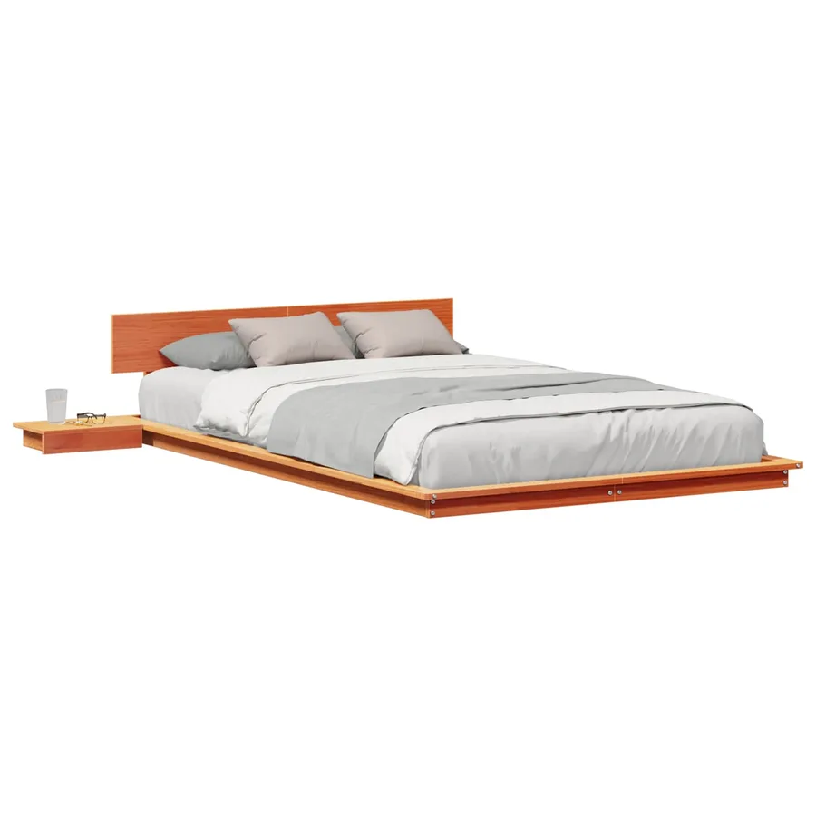 Cadre de lit Marron 135 x 190 cm bois - 2