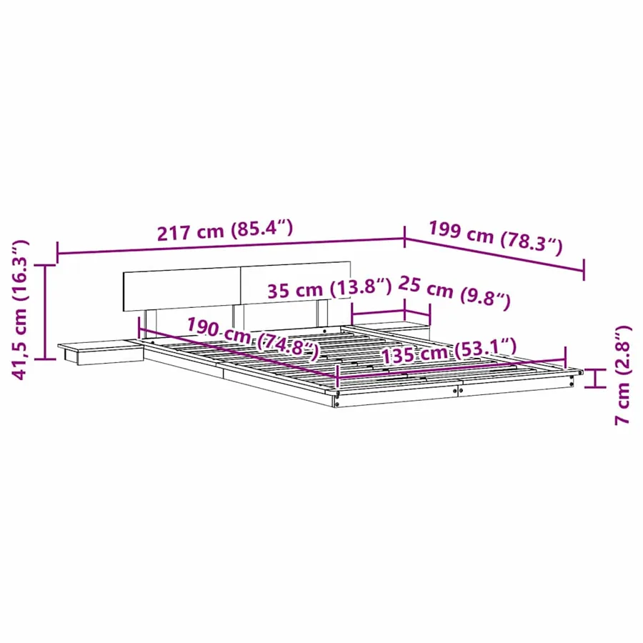 Cadre de lit Marron 135 x 190 cm bois - 8