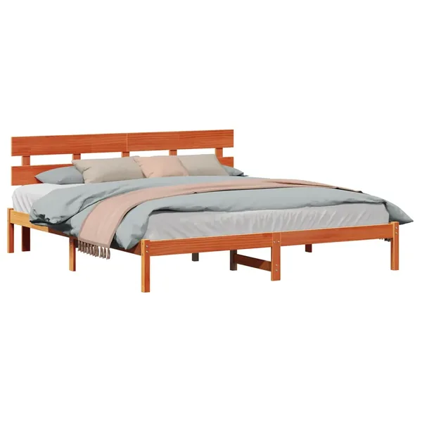 Cadre de lit Marron 200 x 200 cm Bois de pin massif