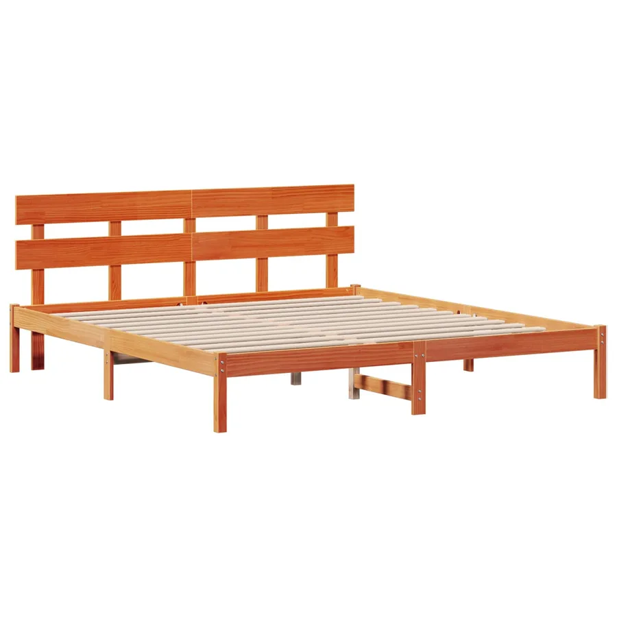 Cadre de lit Marron 200 x 200 cm Bois de pin massif - 2