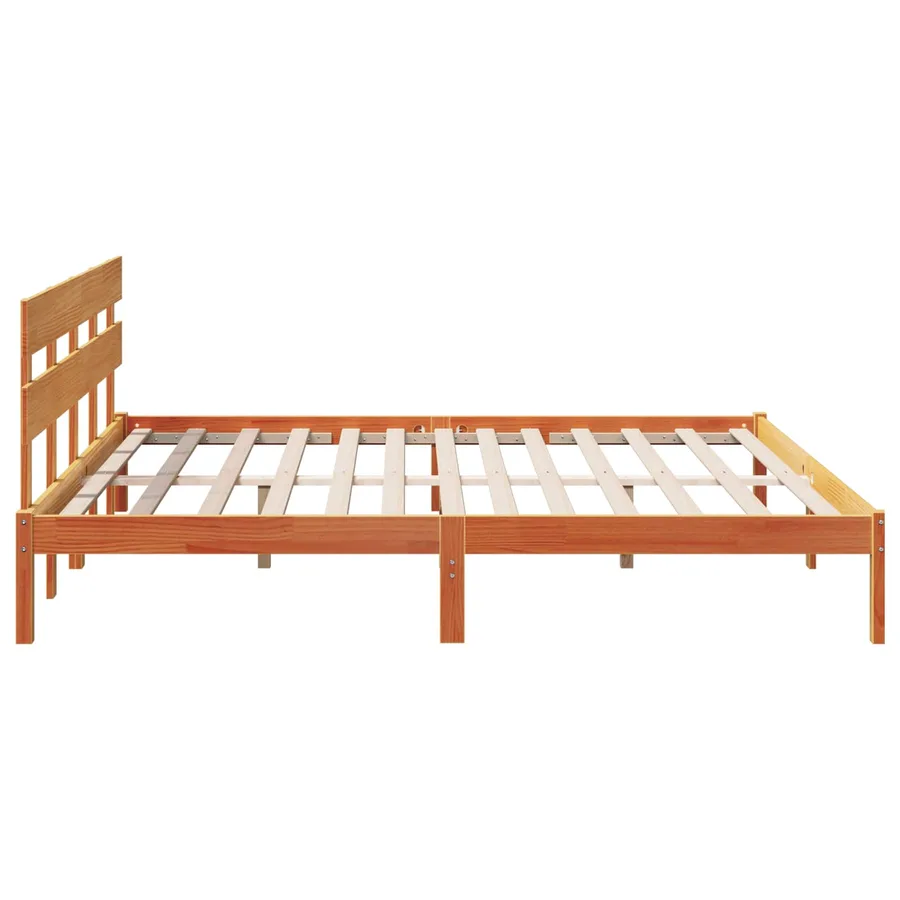 Cadre de lit Marron 200 x 200 cm Bois de pin massif - 6