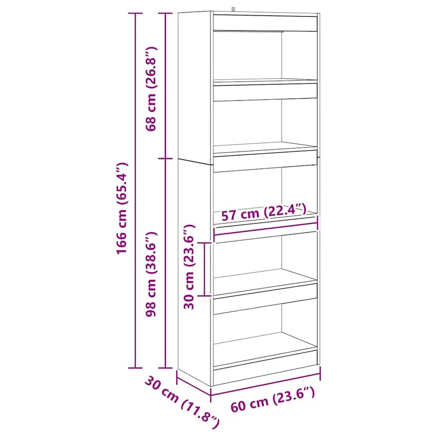 Bibliothèque 5 niveaux 60 x 30 x 166 cm Bois d'ingénierie - 13
