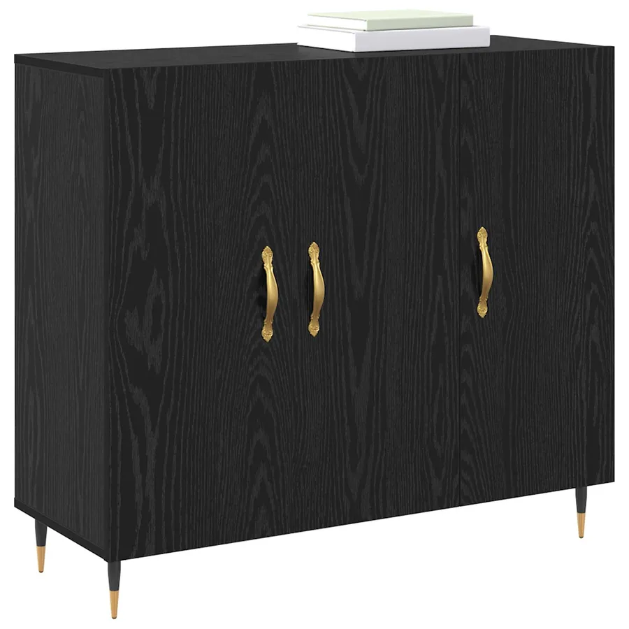 Buffet Chêne noir 90 x 34 x 80 cm Bois d'ingénierie - 3