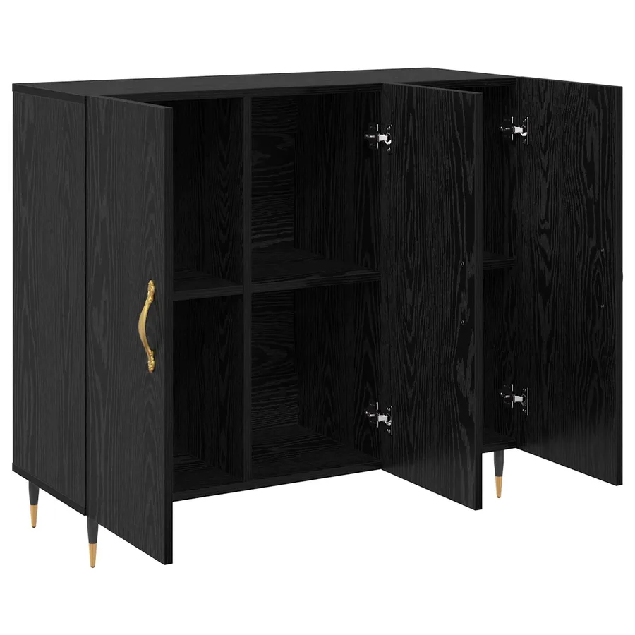 Buffet Chêne noir 90 x 34 x 80 cm Bois d'ingénierie - 5