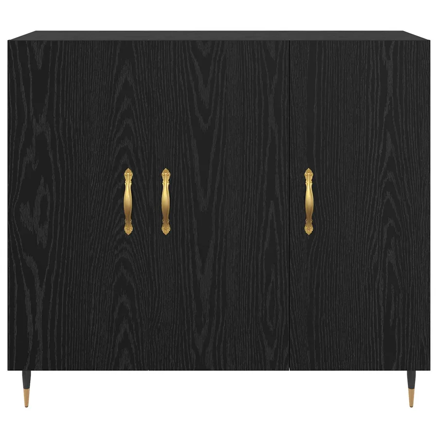 Buffet Chêne noir 90 x 34 x 80 cm Bois d'ingénierie - 6
