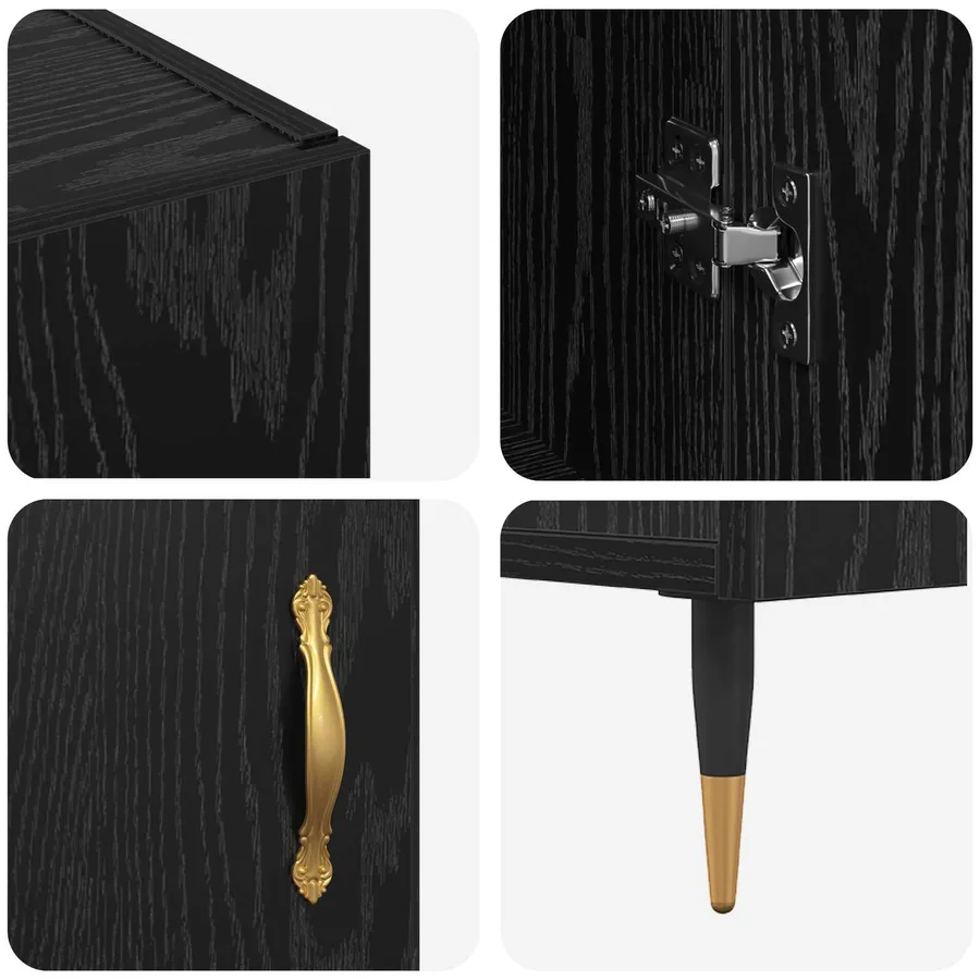 Buffet Chêne noir 90 x 34 x 80 cm Bois d'ingénierie - 9