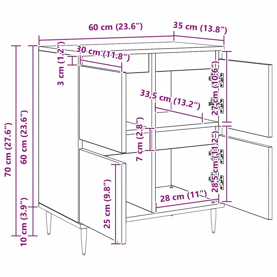 Buffet Bois ancien 60 x 35 x 70 cm - 14