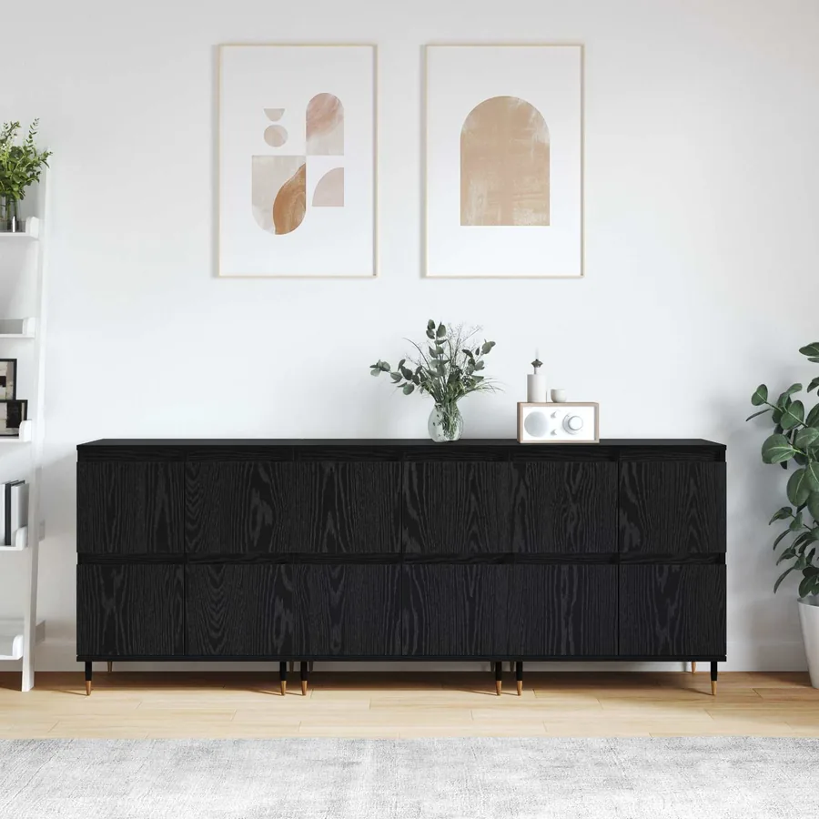 Armoire de rangement 3 pcs Chêne noir 60 x 35 x 70 cm