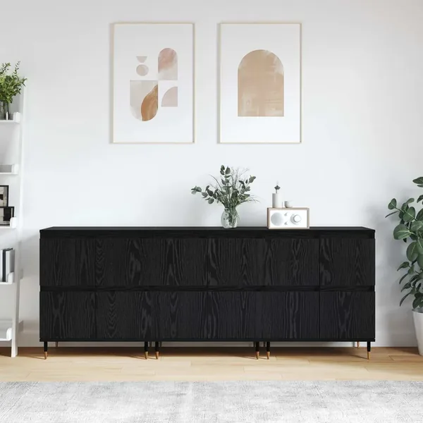 Armoire de rangement 3 pcs Chêne noir 60 x 35 x 70 cm