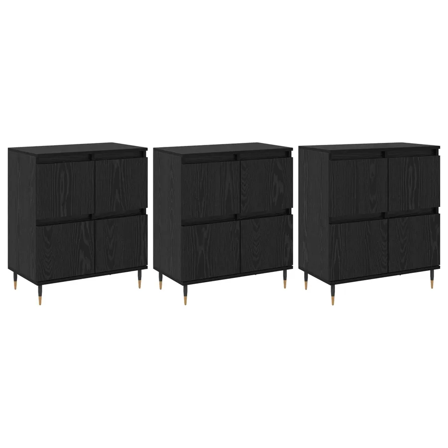 Armoire de rangement 3 pcs Chêne noir 60 x 35 x 70 cm - 2