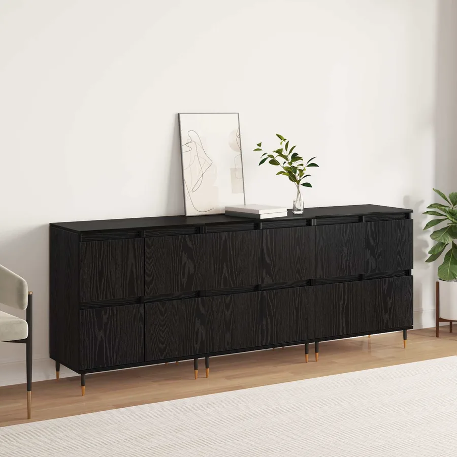 Armoire de rangement 3 pcs Chêne noir 60 x 35 x 70 cm - 4