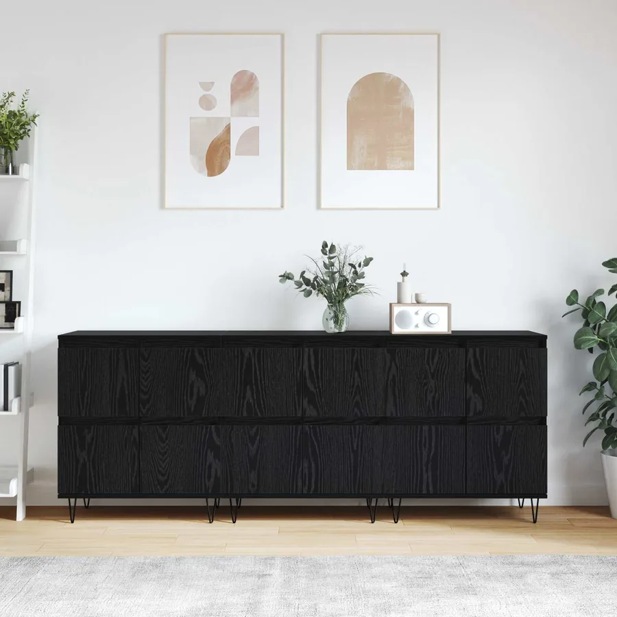 Buffets 3 pcs Chêne noir