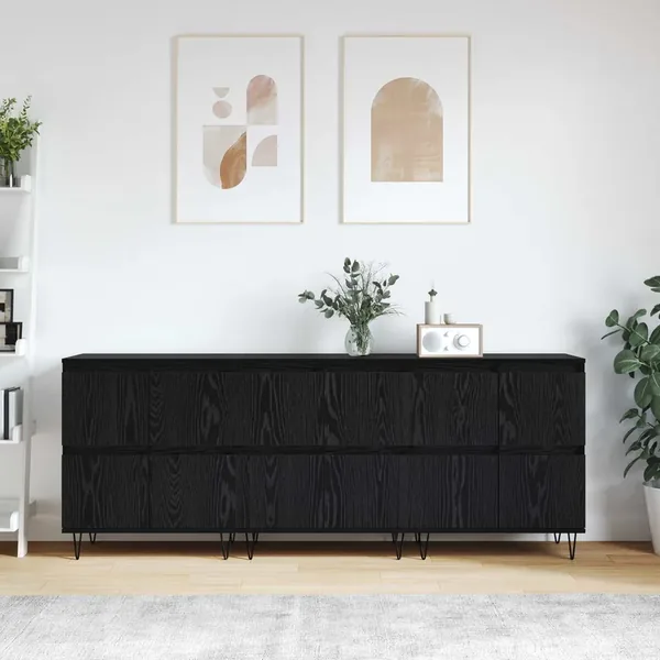 Buffets 3 pcs Chêne noir