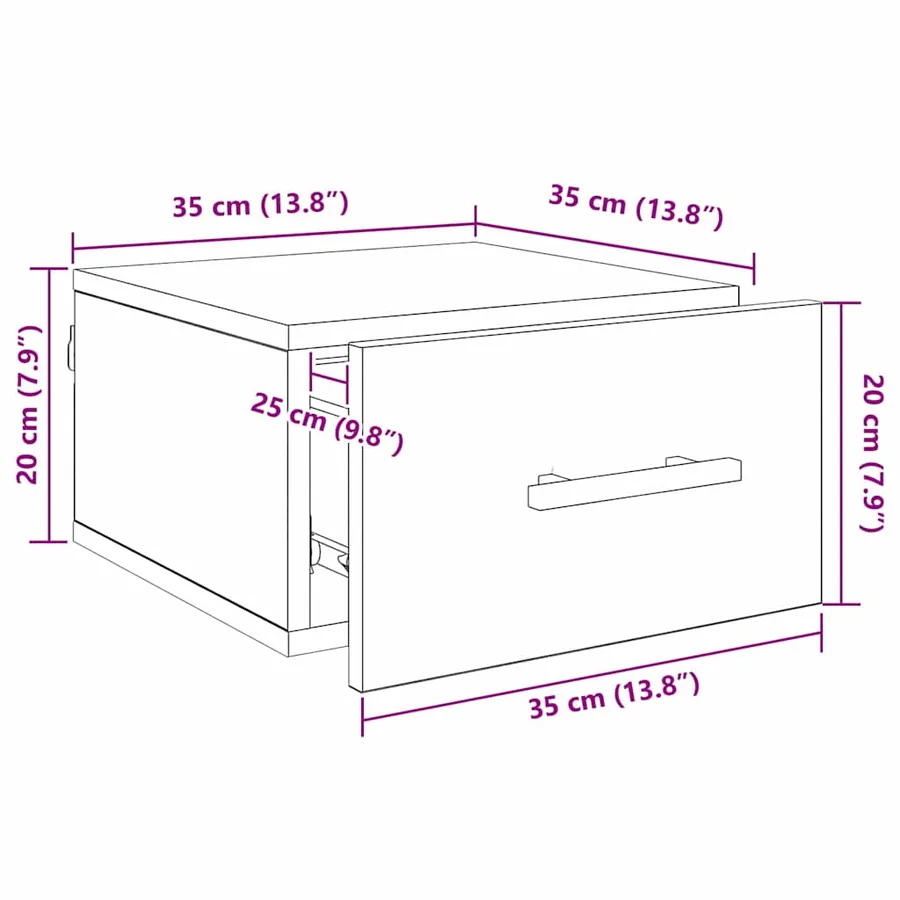 Cabinet de chevet 35 x 35 x 20 cm Bois d'ingénierie - 13
