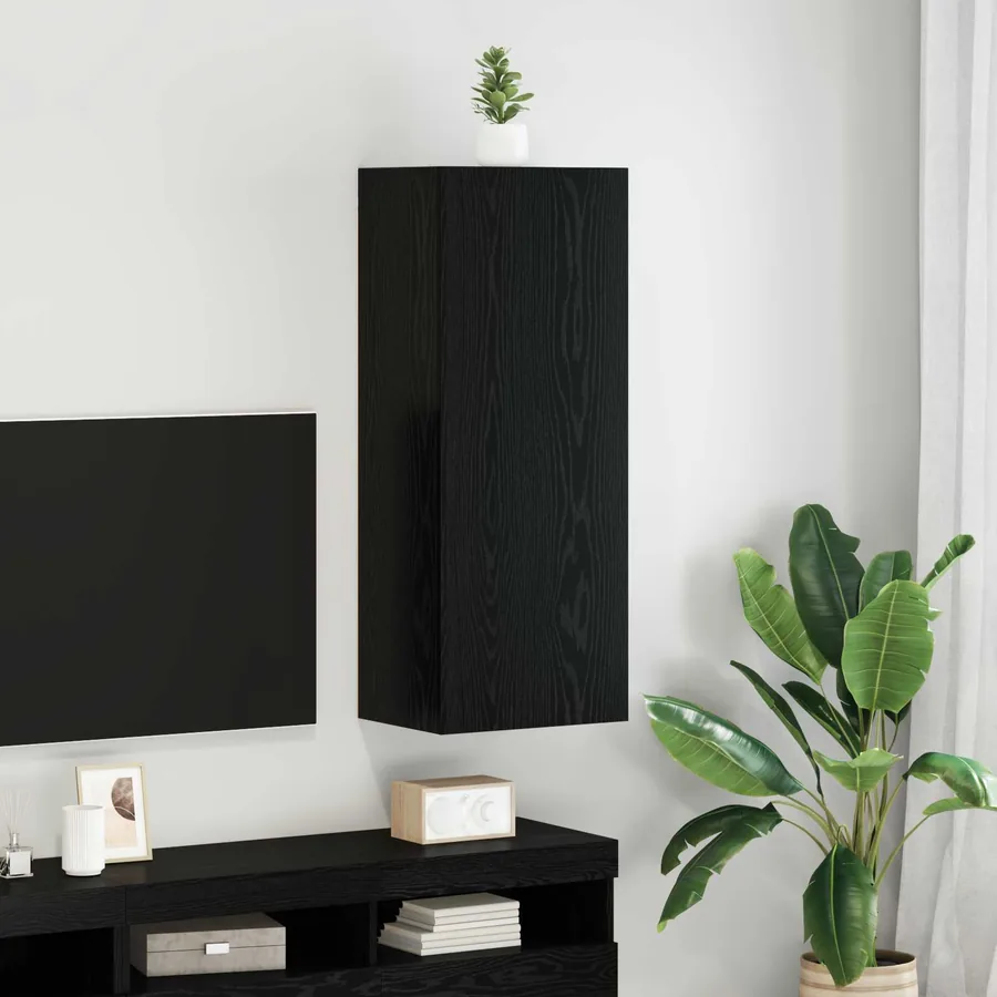 Meuble TV mural Chêne noir 40,5 x 30 x 102 cm Bois d'ingénierie