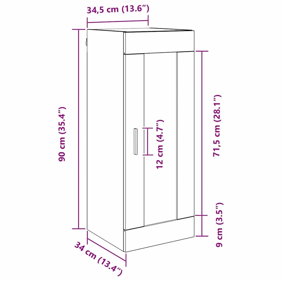 Meuble mural Chêne noir 34,5 x 34 x 90 cm Bois d'ingénierie - 11