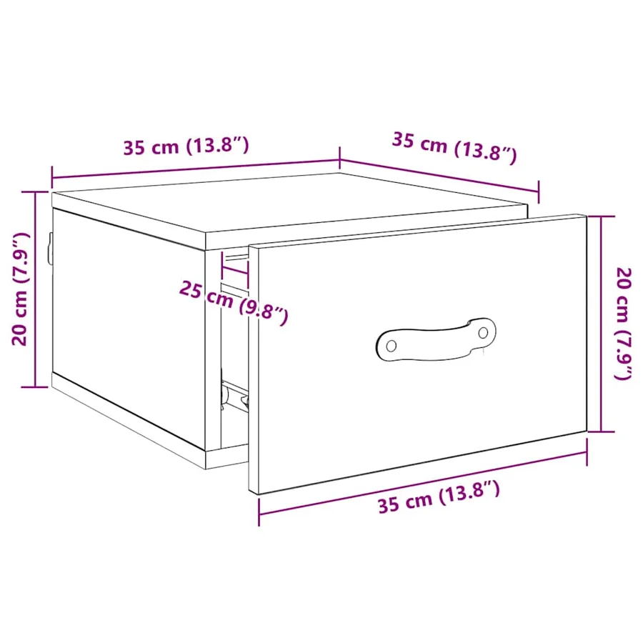 Cabinet de chevet mural Chêne noir 35 x 35 x 20 cm - 13