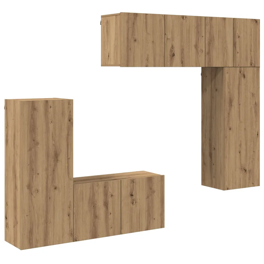 Unité murale de TV 5 pcs Chêne artisanal Bois d'ingénierie - 2