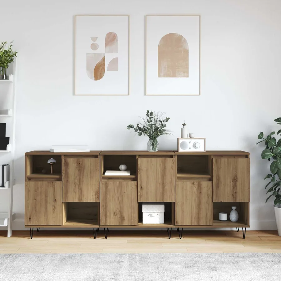 Buffet 3 pcs Chêne artisanal 60 x 35 x 70 cm