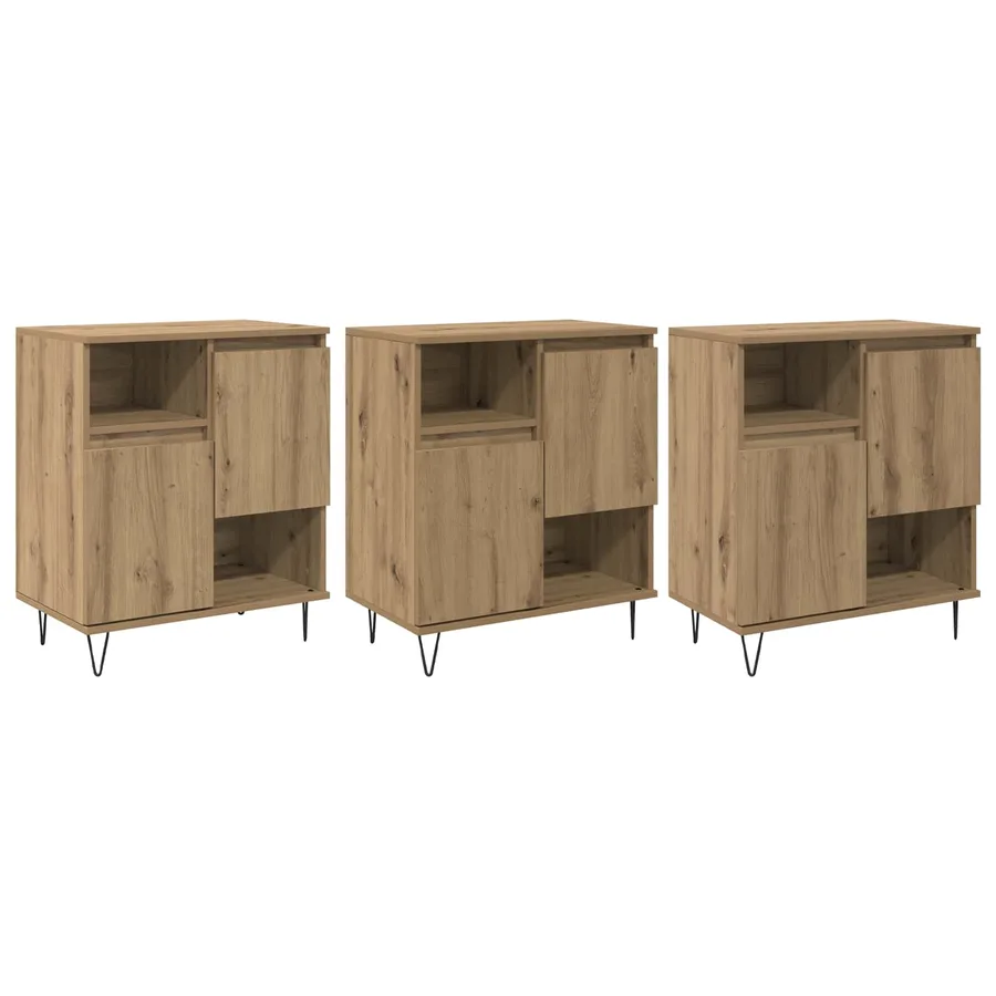 Buffet 3 pcs Chêne artisanal 60 x 35 x 70 cm - 2