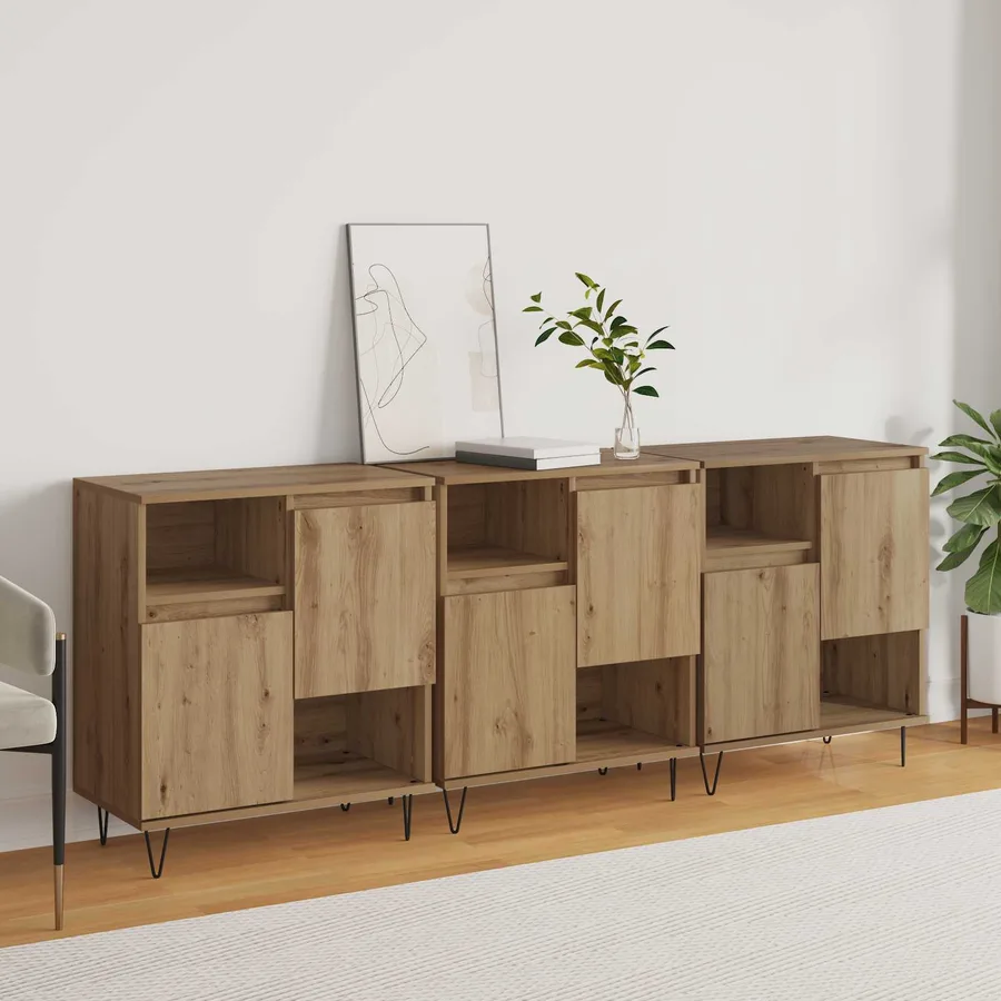 Buffet 3 pcs Chêne artisanal 60 x 35 x 70 cm - 4