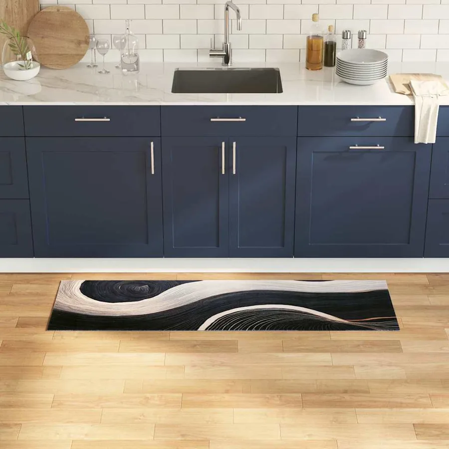 Tapis de Cuisine Noir 150 x 45 cm Velours