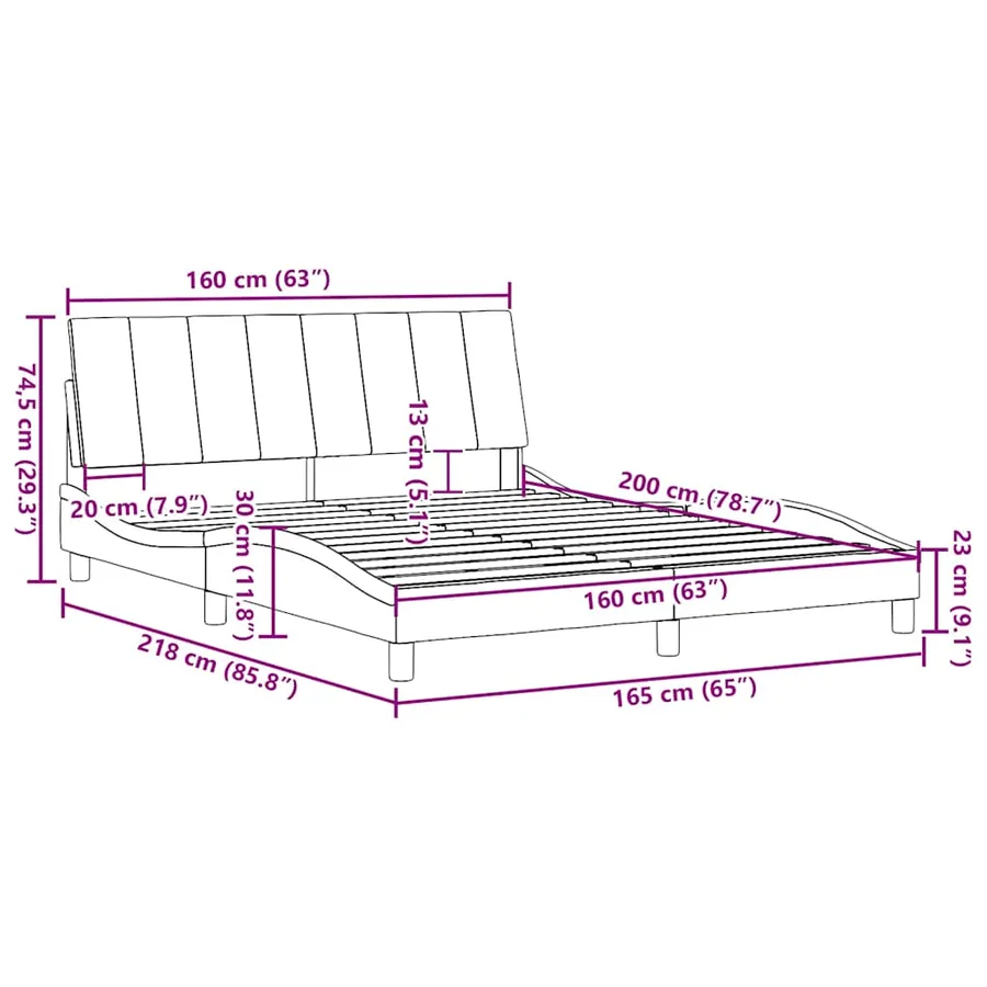 Cadre de lit sans matelas Hanko crème 160x200 cm tissu - 13
