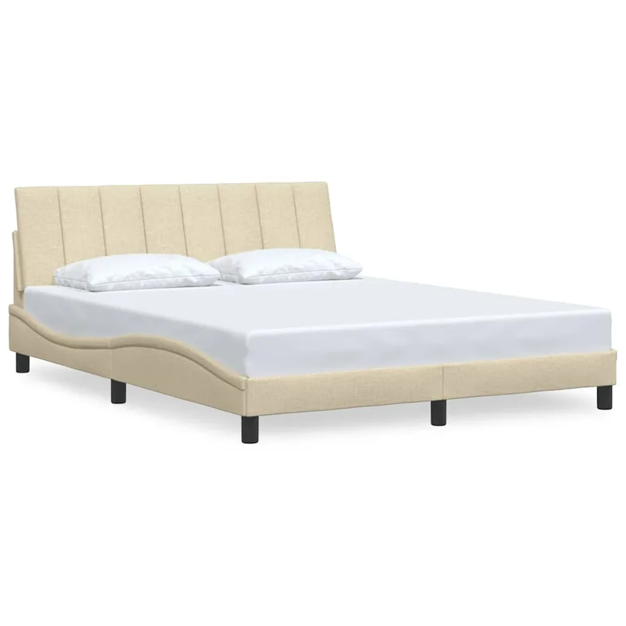 Cadre de lit sans matelas Hanko crème 160x200 cm tissu - 2