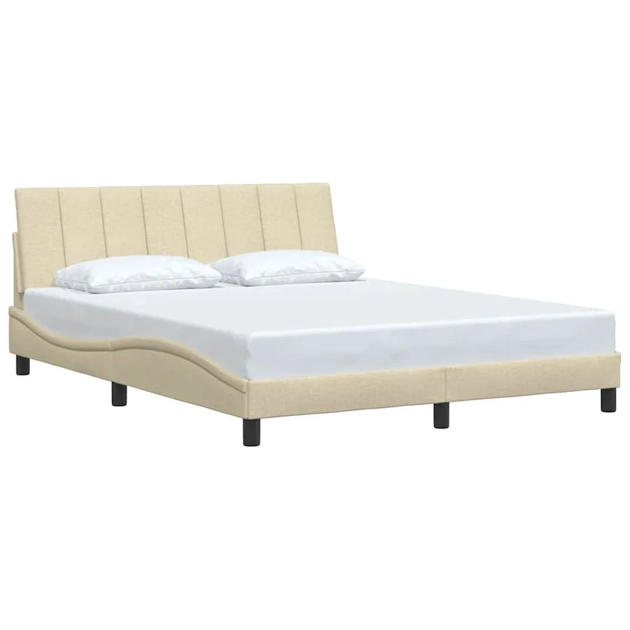 Cadre de lit sans matelas Hanko crème 160x200 cm tissu - 3
