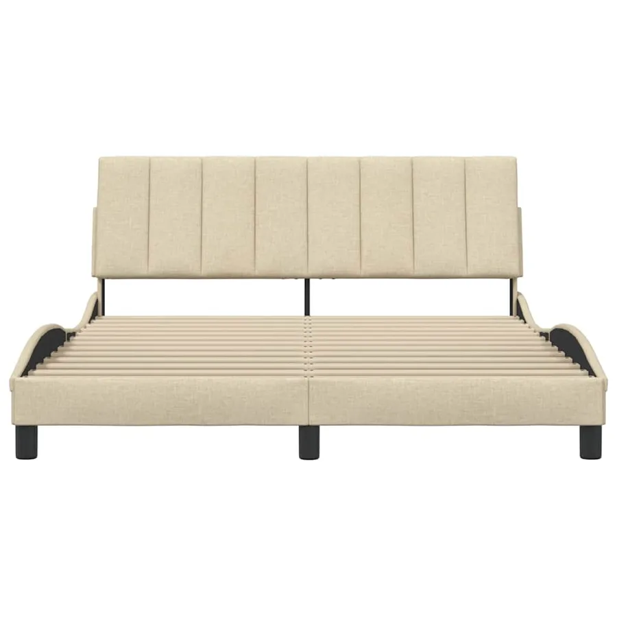 Cadre de lit sans matelas Hanko crème 160x200 cm tissu - 4