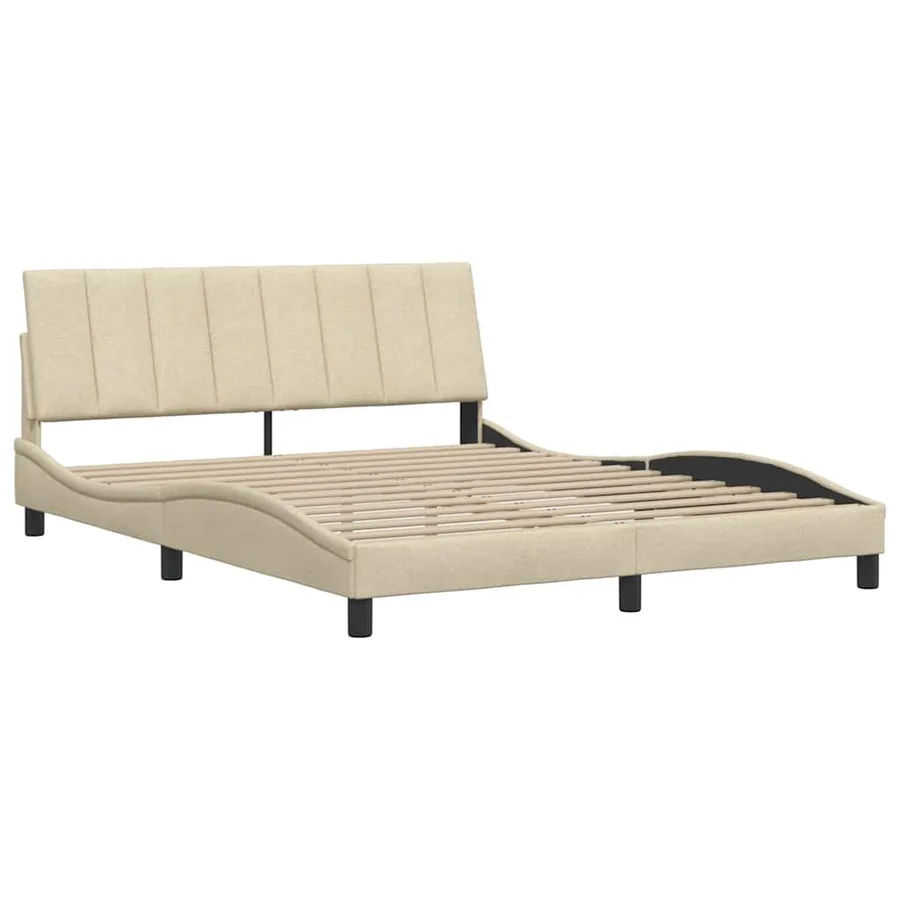 Cadre de lit sans matelas Hanko crème 160x200 cm tissu - 7