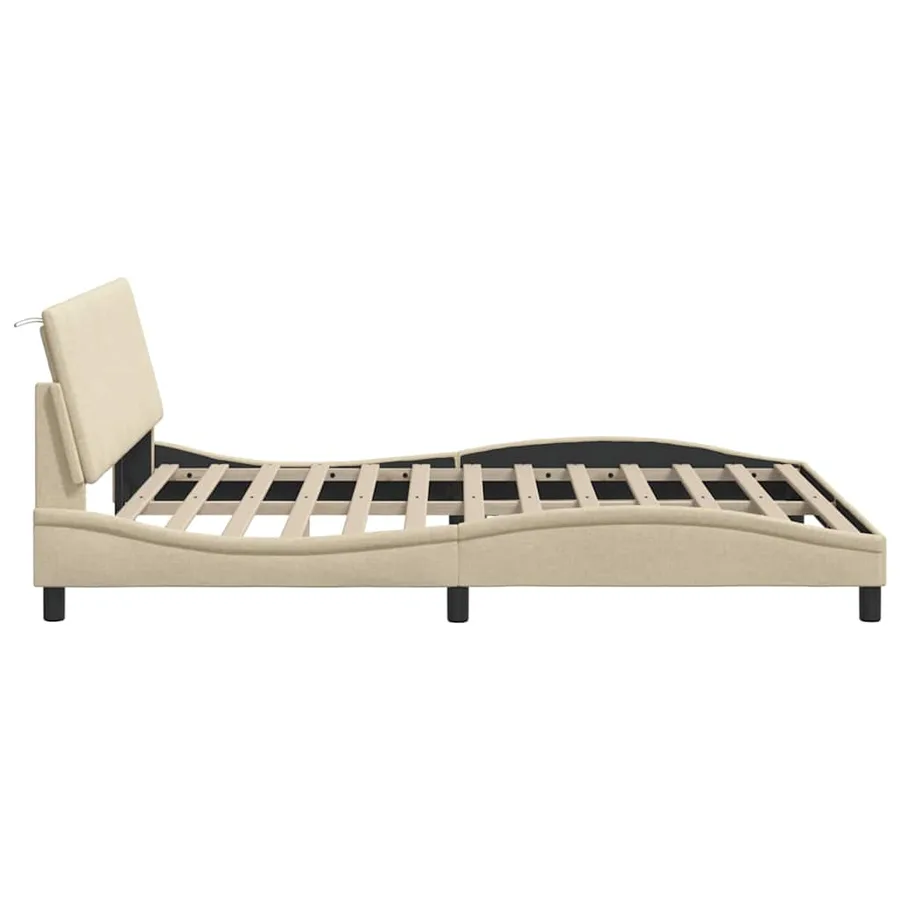 Cadre de lit sans matelas Hanko crème 160x200 cm tissu - 8