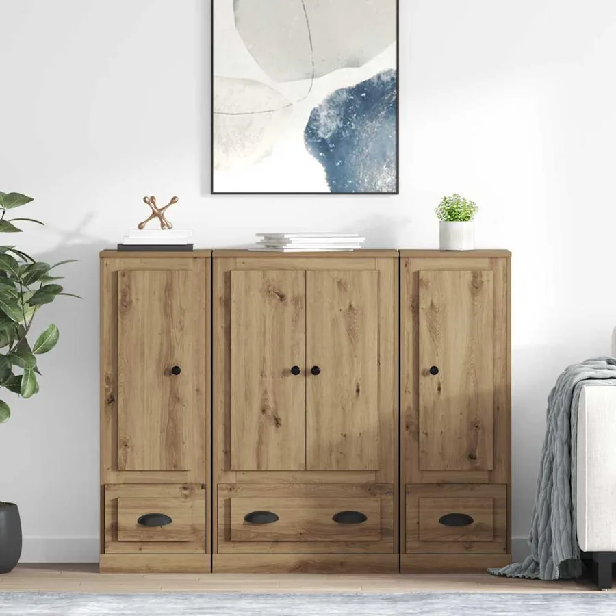 Haut Armoire 3 pcs Chêne artisanal 132 x 35,5 x 103,5 cm