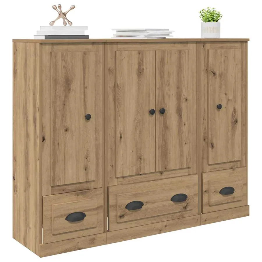 Haut Armoire 3 pcs Chêne artisanal 132 x 35,5 x 103,5 cm - 3