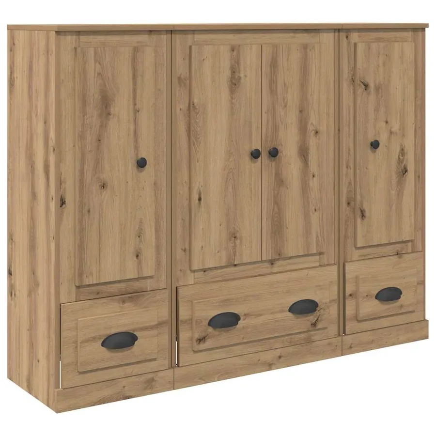 Haut Armoire 3 pcs Chêne artisanal 132 x 35,5 x 103,5 cm - 5