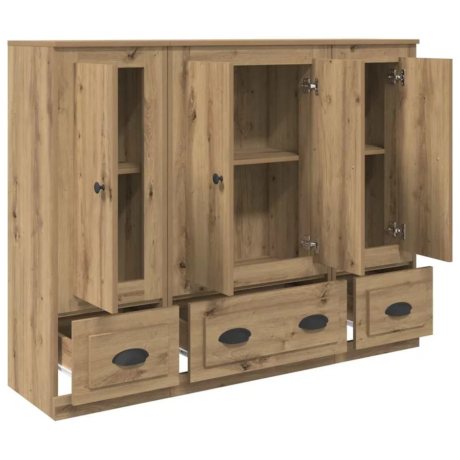 Haut Armoire 3 pcs Chêne artisanal 132 x 35,5 x 103,5 cm - 6
