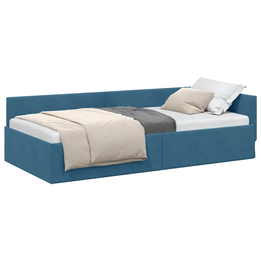 Cadre de lit d'angle Bleu 90 cm x 200 cm Velours - 2