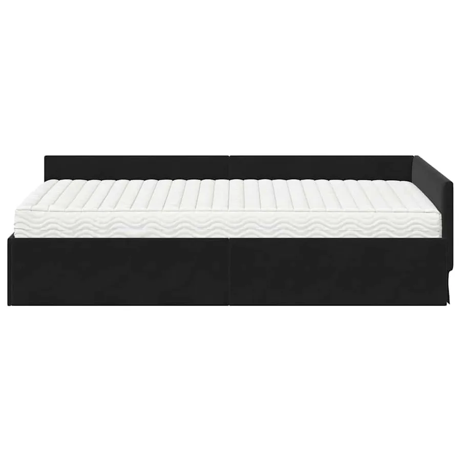 Cadre de lit d'angle avec matelas Autre 2 pcs Noir Velours - 5