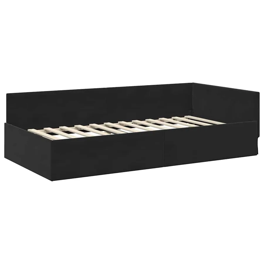 Cadre de lit d'angle avec matelas Autre 2 pcs Noir Velours - 6