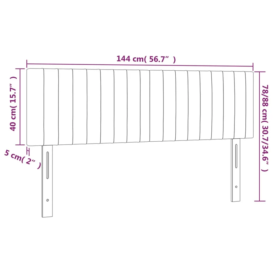 Têtes de lit Crème 144x5x78/88 cm Tissu - 8