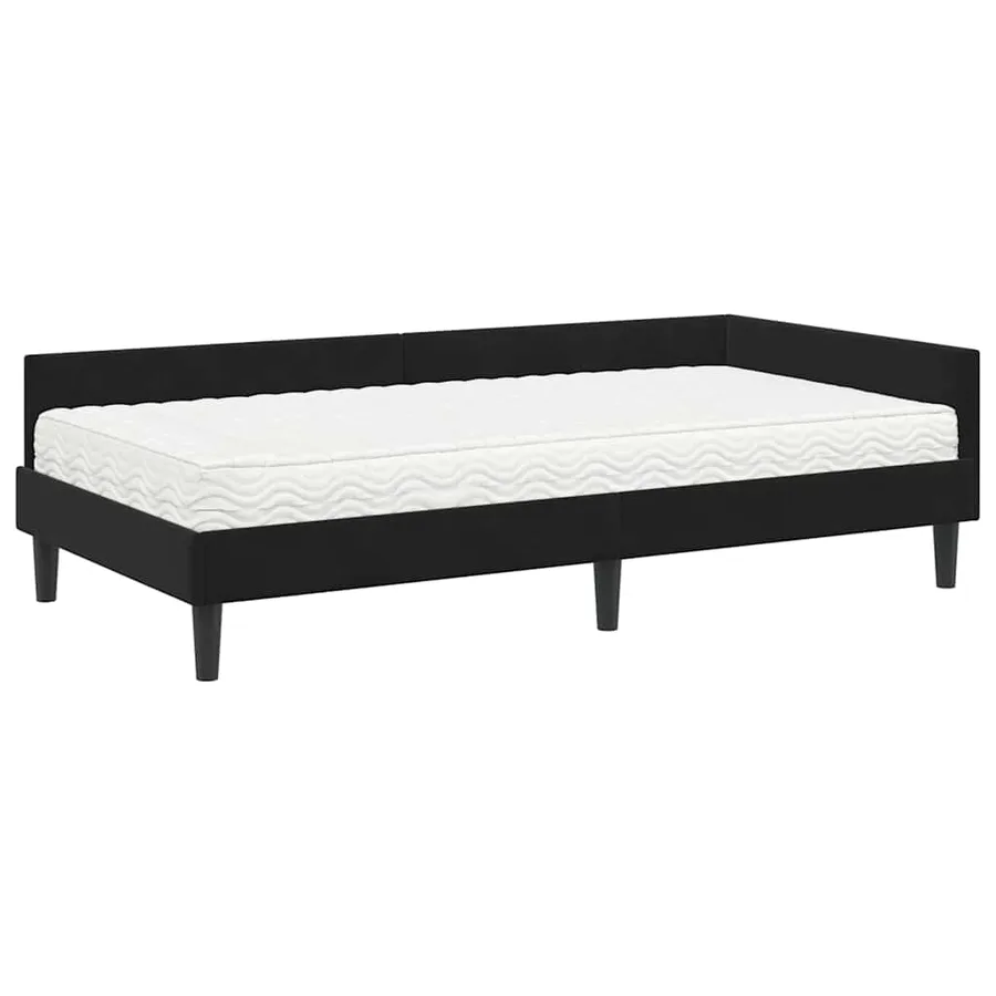 Cadre de lit d'angle avec matelas Autre 2 pcs Noir Velours - 4