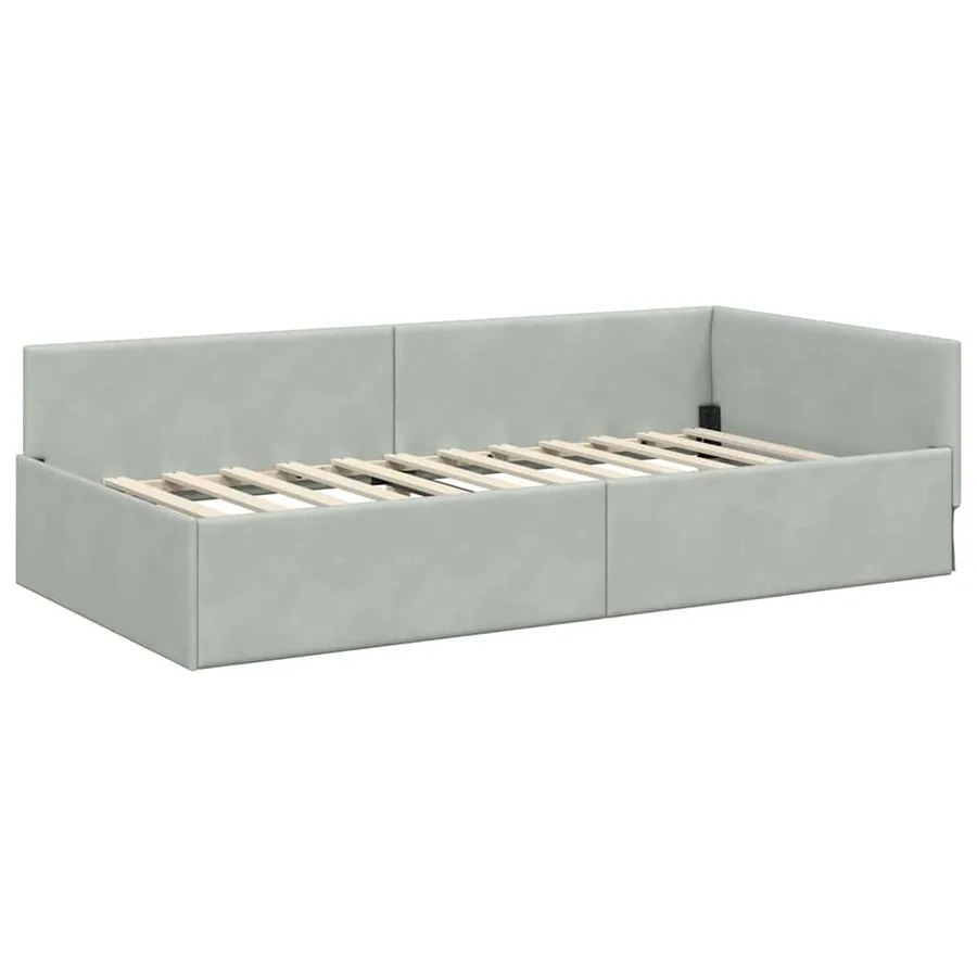 Cadre de lit d'angle Gris clair 80 cm x 200 cm Velours - 4
