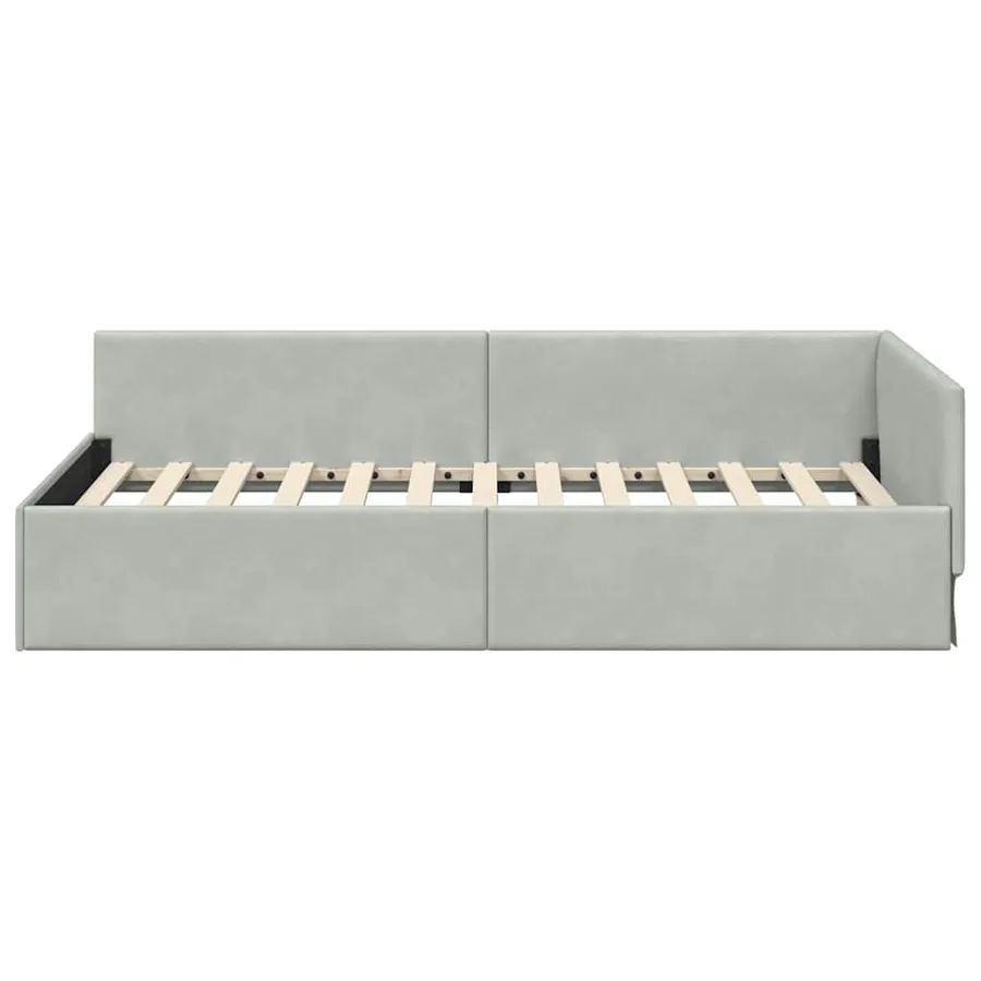 Cadre de lit d'angle Gris clair 80 cm x 200 cm Velours - 5