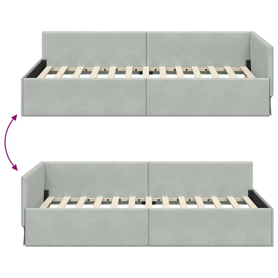 Cadre de lit d'angle Gris clair 80 cm x 200 cm Velours - 9