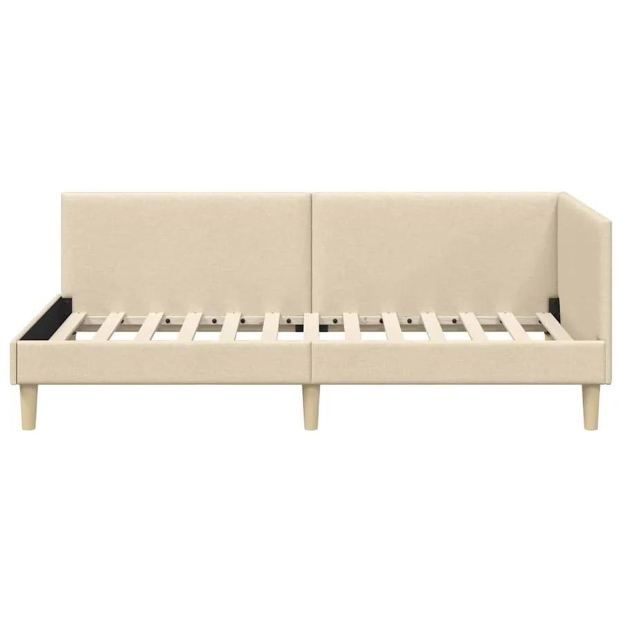 Cadre de lit d'angle Crème 80 cm x 200 cm Tissu et Contreplaqué - 5