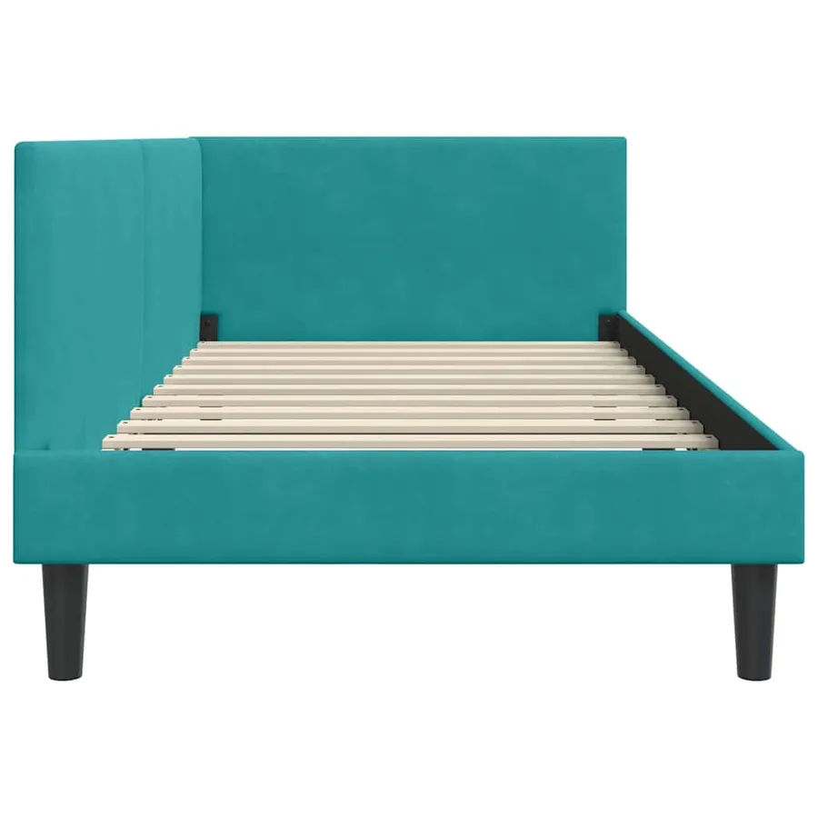 Cadre de lit d'angle Turquoise 90 cm x 200 cm Velours - 6