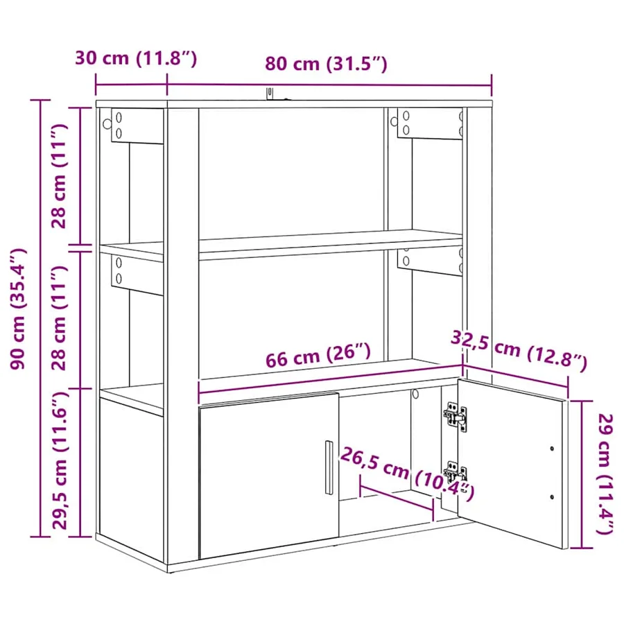 Buffet Bois ancien 30 x 80 x 90 cm Bois d'ingénierie - 14